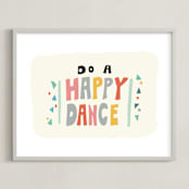 "happy dance" - Art Print in Melon Pink by Angel Walker - Framed