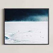 "Smell The Sea + Feel The Sky" - Art Print in FOG BLUE by Summer Strauch - Framed