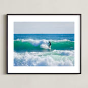 "Surfer Dude " - Art Print in ocean blue green by Sea and Sky - Framed