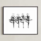 "Les Cygnets" - Art Print in black by Leanne Friedberg - Framed