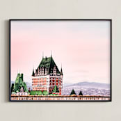 "Le Chateau in the Sky" - Art Print in Light Pink by Kate Dailey - Framed