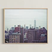 "Rainy Day in New York City" - Art Print in Mist by Sara Heilwagen - Framed