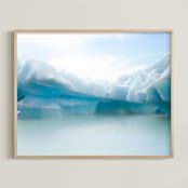 "Crystalline Shapes #1" - Art Print in iceberg teal by Van Tsao - Framed