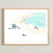 "Surf City 2" - Art Print in Tower Blue by Jenny Partrite - Framed