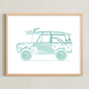 "Beaching 1" - Art Print in minty fresh by Rebecca Marchese - Framed