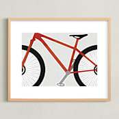 "Keep Pedaling" - Art Print in Strawberry by Jen Tips - Framed