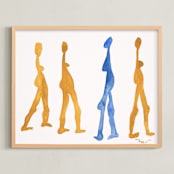 "Phylum Kingdom" - Art Print in Yellow-ochre by Maran Ree Whiting - Framed