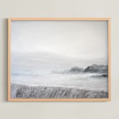 "Grassy Plain" - Art Print in Cool Grey by Deb Presutto - Framed