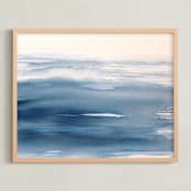 "Flow Seascape" - Art Print in Flowing Blue by Colleen Ehrlich - Framed