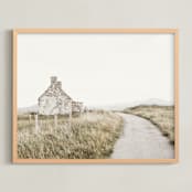 "Highland Prairie I" - Art Print in wheat by Kamala Nahas - Framed