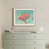 "Swing Ride" - Art Print in Bright Turquoise by Caroline Mint - In a Room