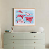 "Up and Away" - Art Print in Current Red by Cricket and Bee - In a Room