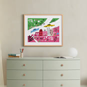 "City State of Mind" - Art Print in Flamingo Pink by Jordan Sondler - In a Room