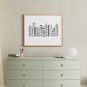 "Linear Cityscape" - Art Print in Black by Daniela - In a Room
