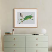 "Leap Frog Leap!" - Art Print in Leaping green by Rebecca Marchese - In a Room
