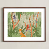 "Jungle Fun" - Art Print in White by Stevee Gomez - Framed