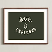 "Little Explorer Flag" - Art Print in Pine Green by Darby McGuire - Framed