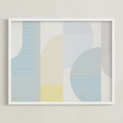 "Hustle Bustle" - Art Print in Neutral Natural by Jennifer Morehead - Framed