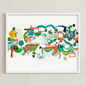"Green Hills" - Art Print in Verdant Green by Erin McCluskey Wheeler - Framed