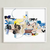 "The Color of Smoke" - Art Print in Sky Blue by Erin McCluskey Wheeler - Framed