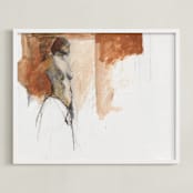 "after the bath" - Art Print in burnt sienna by Patricia Robitaille - Framed