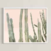"Peachy Cactus Print" - Art Print in Peach by Wilder California - Framed