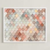 "Scales" - Art Print in Salmon by Annie Montgomery - Framed