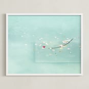 "Floating Treasures" - Art Print in Subtle Mint Green by Lisa Sundin - Framed