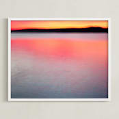"From the Canoe, on the lake" - Art Print in Sunset Red by Jacquelyn Sloane Siklos - Framed