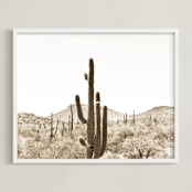 "Cacti V" - Art Print in Dust by Lisa Assenmacher - Framed