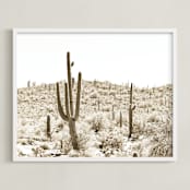"Dusty Cacti" - Art Print in Dust by Lisa Assenmacher - Framed