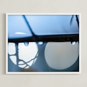 "Blue Hour Bokeh I" - Art Print in Blue Dusk by Lee Dunnie - Framed