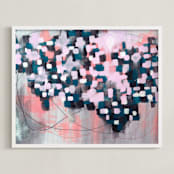 "Mapped" - Art Print in Teal by Denise Wong - Framed