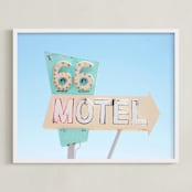"Route 66" - Art Print in Pastel by Land Collioure Le Coq - Framed