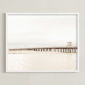 "Stormy Pier" - Art Print in sand by Kamala Nahas - Framed