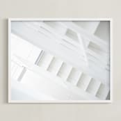 "Bright Stairway" - Art Print in White by Ilze Lucero - Framed