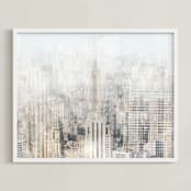 "Big Apple Blur" - Art Print in Beige by 1885 Atelier - Framed