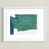 "Washington in Paint" - Art Print in Washington Green by Denise Wong - Framed
