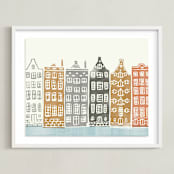 "On the Canal" - Art Print in brick by Griffinbell Paper Co. - Framed