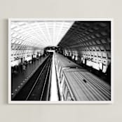 "DC subway fast track" - Art Print in rustic black by Van Tsao - Framed