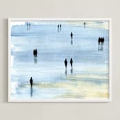 "Nostalgia" - Art Print in Blue sea by Lulaloo - Framed