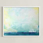 "Sail" - Art Print in Teal Blue by Julia Contacessi - Framed
