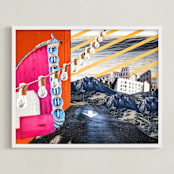 "San Luis Collage" - Art Print in Fremont Fuschia by Kate Baird - Framed