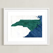 "North Carolina in Paint" - Art Print in North Carolina Green by Denise Wong - Framed