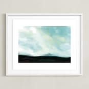 "Serenity Sky" - Art Print in Soothing Sky Blues by Amy Hall - Framed