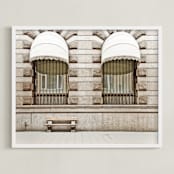 "Beige Scene" - Art Print in Creamy Beige by Alexandra Feo - Framed