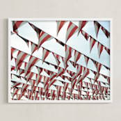 "Buntings" - Art Print in Carnival Red by KareneIsabelle - Framed