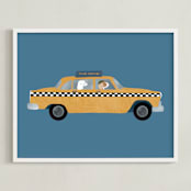 "New York" - Personalized Art Print in Taxi by Jenna Holcomb - Framed