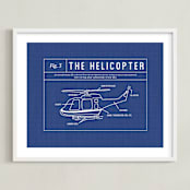 "Helicopter Blueprint" - Art Print in Blueprint by Meggy Masters - Framed