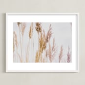 "Tall Grass" - Art Print in brown, tan, soft pink, by Alexis Arnold - Framed